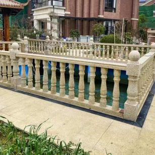 成都黄金麻花岗岩石材栏杆，扶手，将军柱，花瓶柱