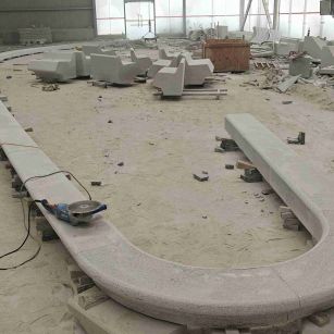 成都 芝麻白花岗岩弧形花坛石，坐凳石