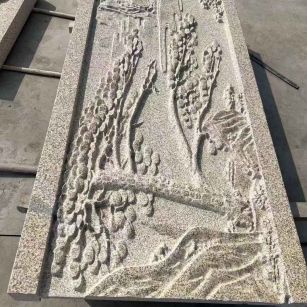 成都 黄金麻雕刻板浮雕迎客松