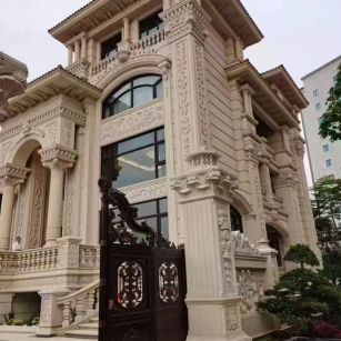 成都 黄金麻花岗岩别墅外墙干挂效果展示