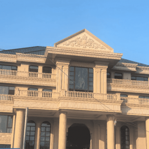 成都黄金麻别墅外墙干挂石材效果示例