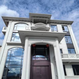 成都白麻别墅外墙干挂石材效果示例