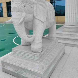 成都 白麻花岗岩动物异形石雕-大象