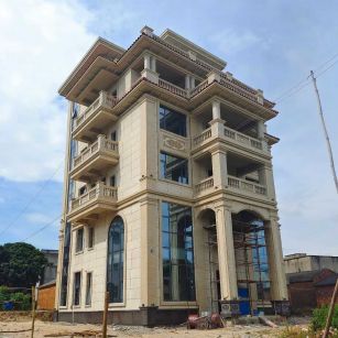 成都 黄金麻花岗岩石材别墅外墙干挂搭配（雕花栏杆花瓶柱门楼罗马柱）