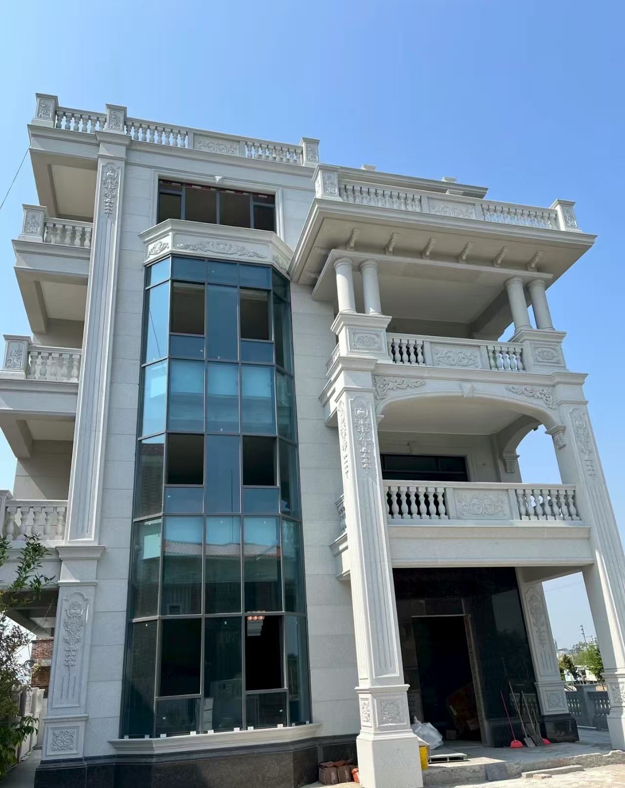 成都 白麻花岗岩别墅外墙干挂效果展示