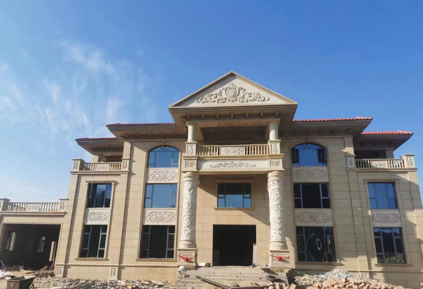 成都 黄金麻花岗岩别墅外墙干挂